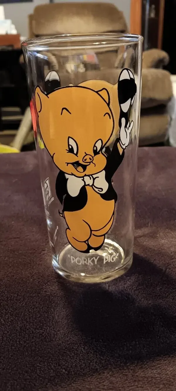 Vintage 1973 Pepsi Porky Pig Looney Tunes Federal Thin Glass Very Nice